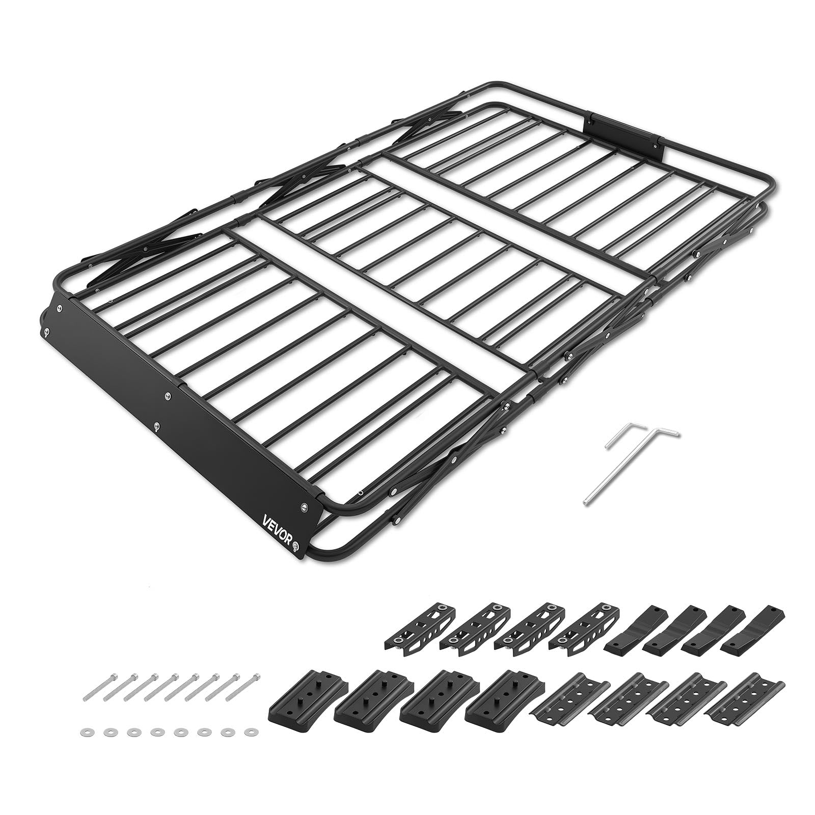 VEVOR Barra Portapacchi da Tetto da Auto, Portapacchi da Tetto per Auto 1626 x 990 x 102 mm Telaio Pieghevole a Forma di X, Carico max 90,72 kg Universale per SUV Furgoni, Campeggio, Viaggio, Pesca