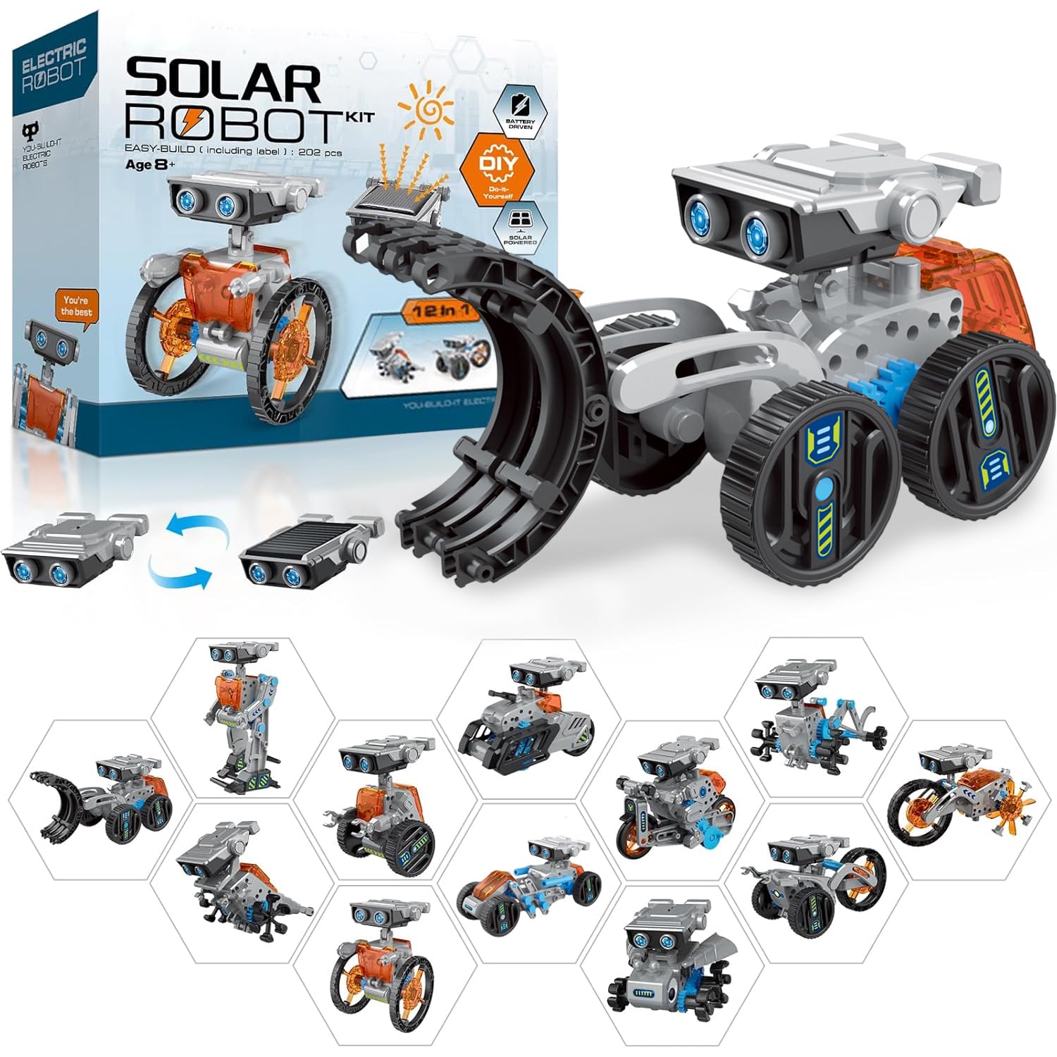 Masroo 12-in-1 STEM Solar Robot Toys, Education Science Experiment Kits for Kids, DIY Building Science Kits for Kids Age 8-12, Education Birthday Present for Boys Girls 8 9 10 11 12 Years Old