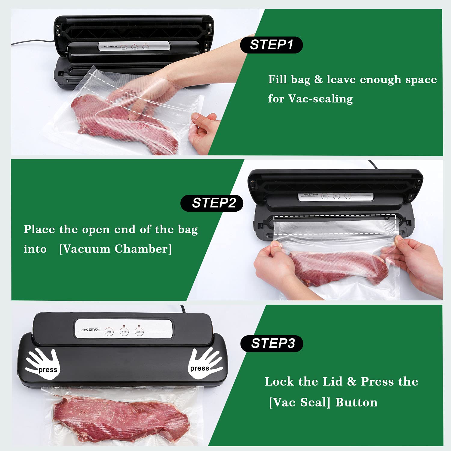 GERYON Vacuum Sealer, Automatic Food Sealer Machine with Starter Bags