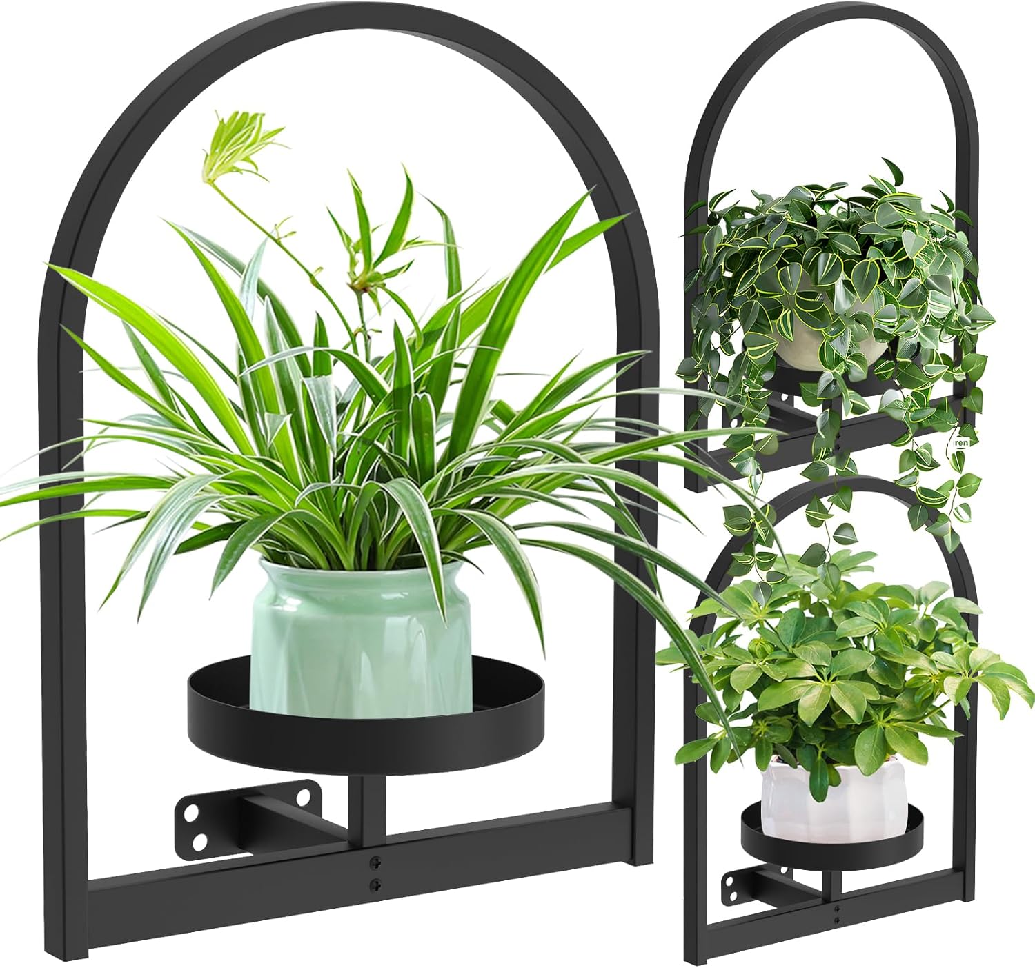 PEKGRIL 3 Pack Wall Plant Holders, Metal Window Planters Shelves, Indoor Plants Stands, Wall Decor Planter Hanging Shelf, Gifts for Plant Lovers