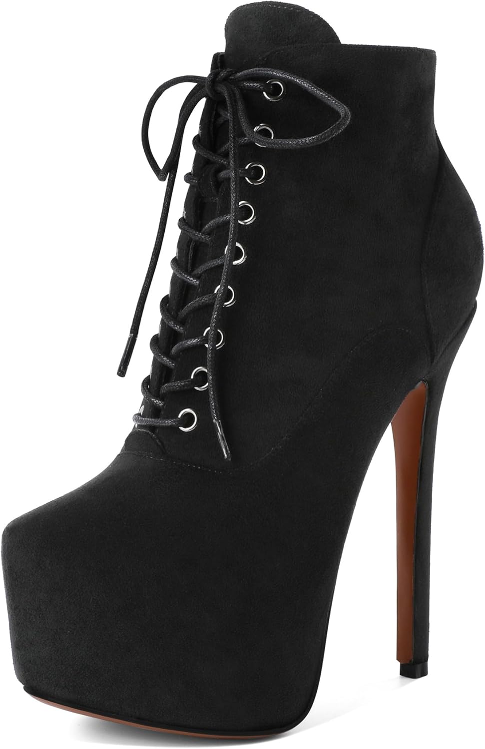 AUMOTED Women's High Heel Booties - Lace Up Zipper Design