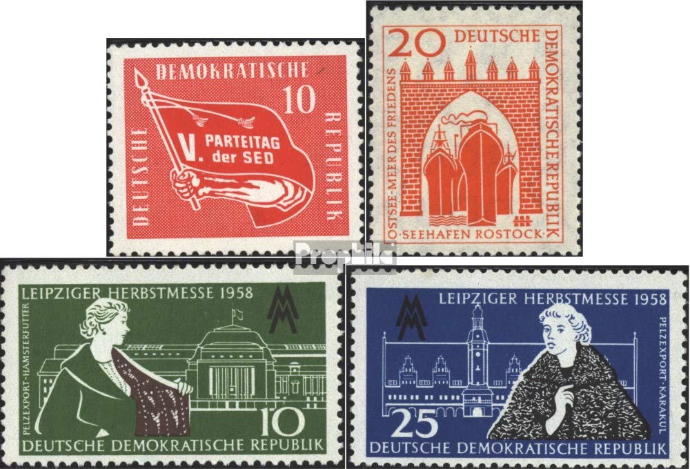PROPHILA Collection – DDR Briefmarken Satz 1958 Seehafen Rostock, SED, Herbstmesse (Nr. 633,634,649-650) Postfrisch MNH
