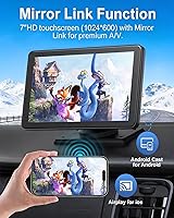 Vista 5 de Carplay - Pantalla para coche, pantalla inalámbrica HD de 7 pulgadas para Apple Carplay y Android Auto Touchscreen - Pantalla de juego de coche