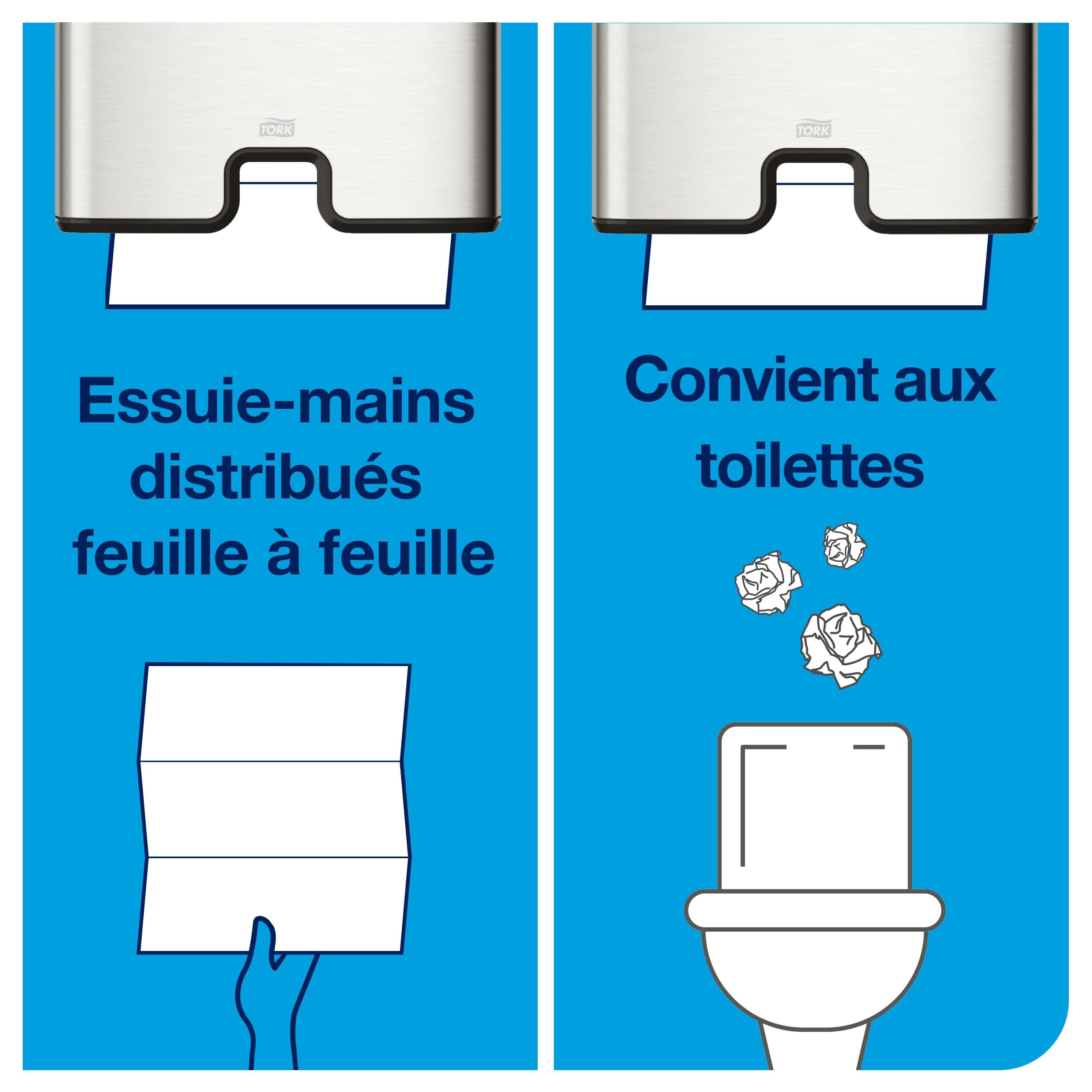 Tork Xpress Essuie-mains interfoliés à dissolution rapide - 129089 - Papiers d'essuyage pliés en Z qualité Advanced pour Distributeur H2 - Absorbant et indéchirable 2 plis blanc - 21 x 200 feuilles
