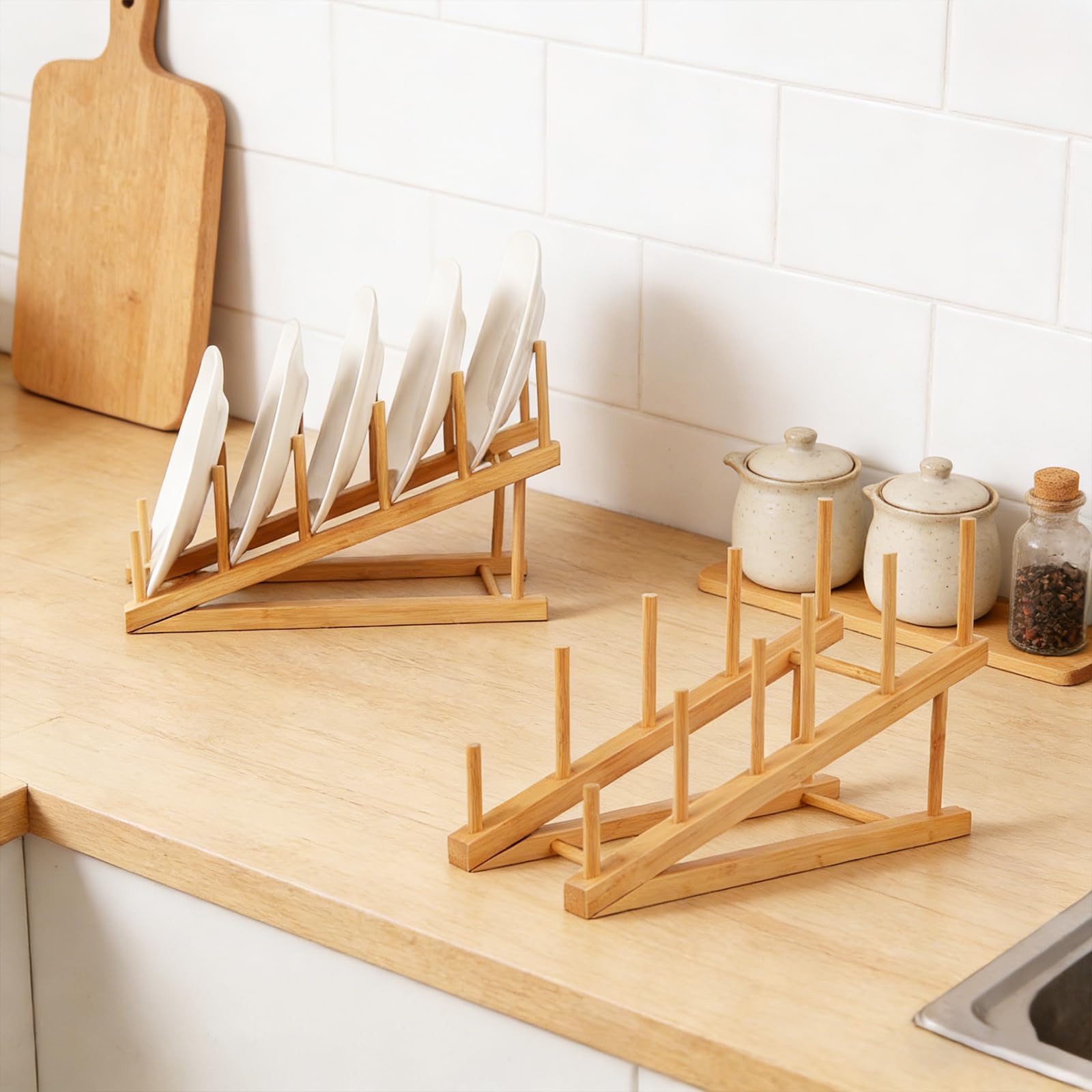 Porte-assiettes en bois pour présentation