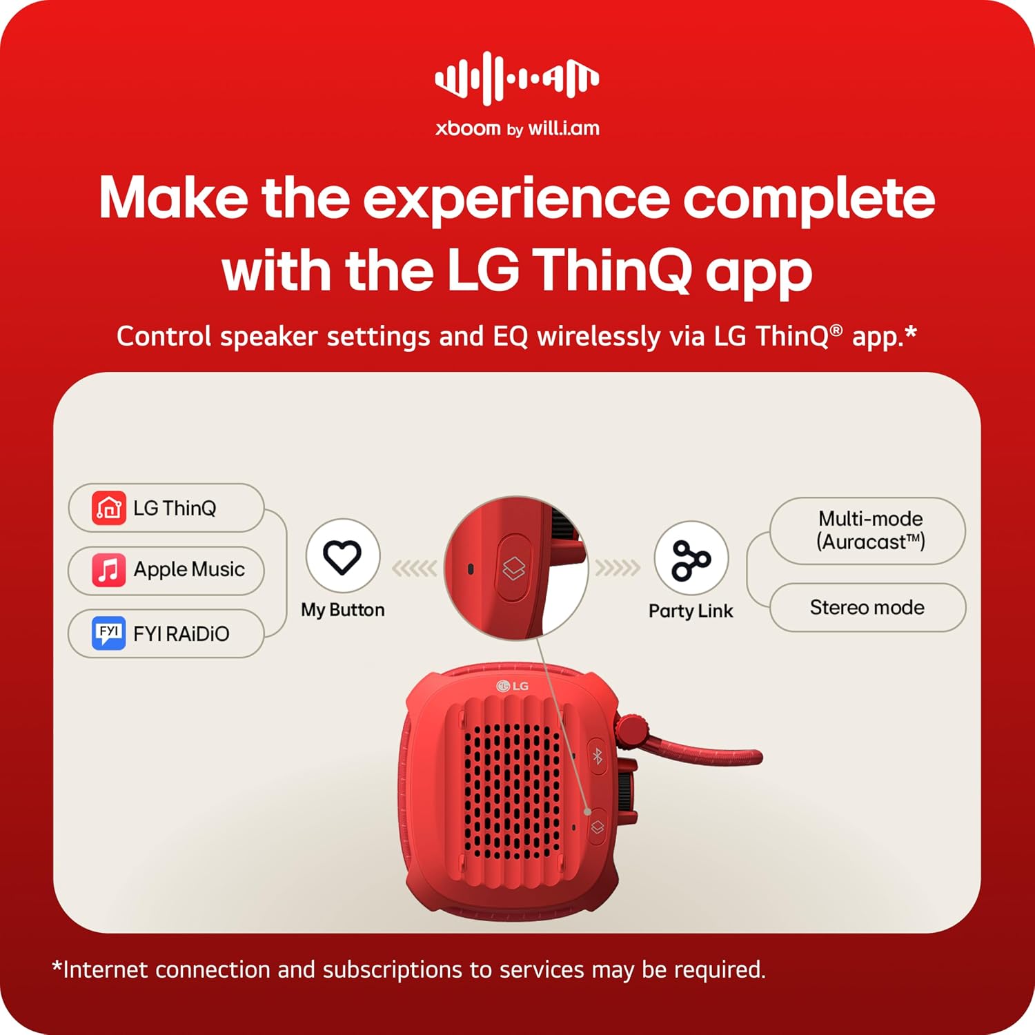 LG xboom Rock by will.i.am Portable Outdoor Bluetooth Speaker - Red 10 71Oz4DvPrmL. AC SL1500