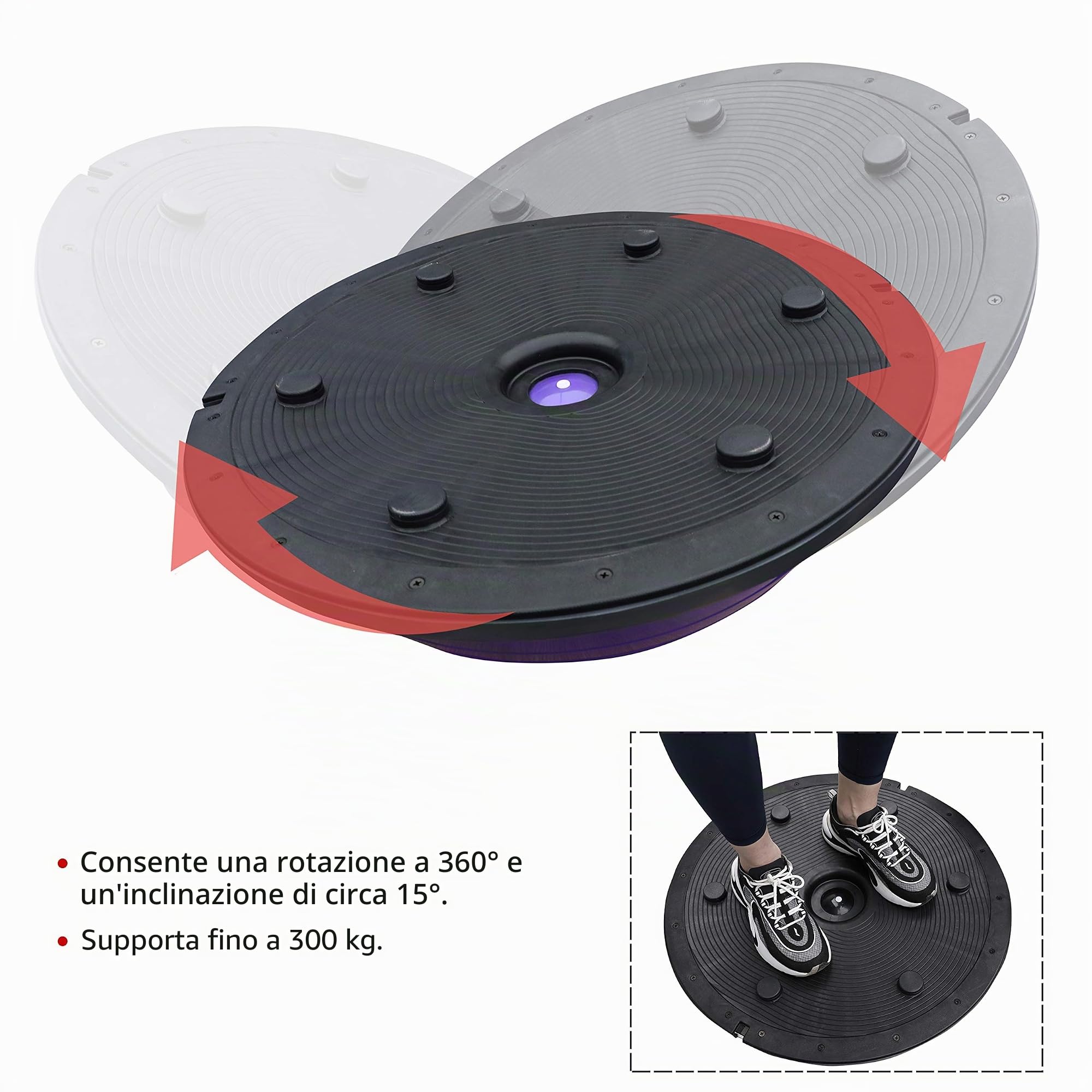 PROIRON Balance Trainer Ball Ø 60cm, Semisfera Equilibrio Fitness Mezza Palla con Cinghie Laterali e Pompa per Fitness Allenamento Bilanciamento del Corpo Fino a 300 kg