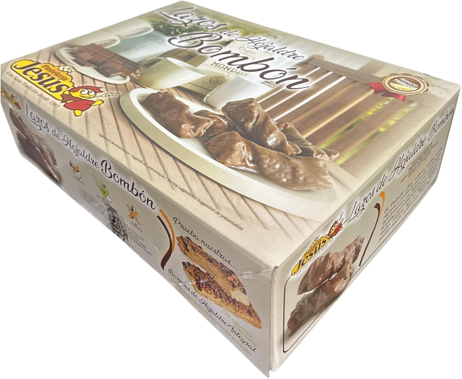 Lazos de Hojaldre con Chocolate y Miel, Cobertura al Cacao 24% – Pack 50 Uds (2,5 kg) – Sin Conservantes ni Colorantes – Bollería para Desayuno y Merienda