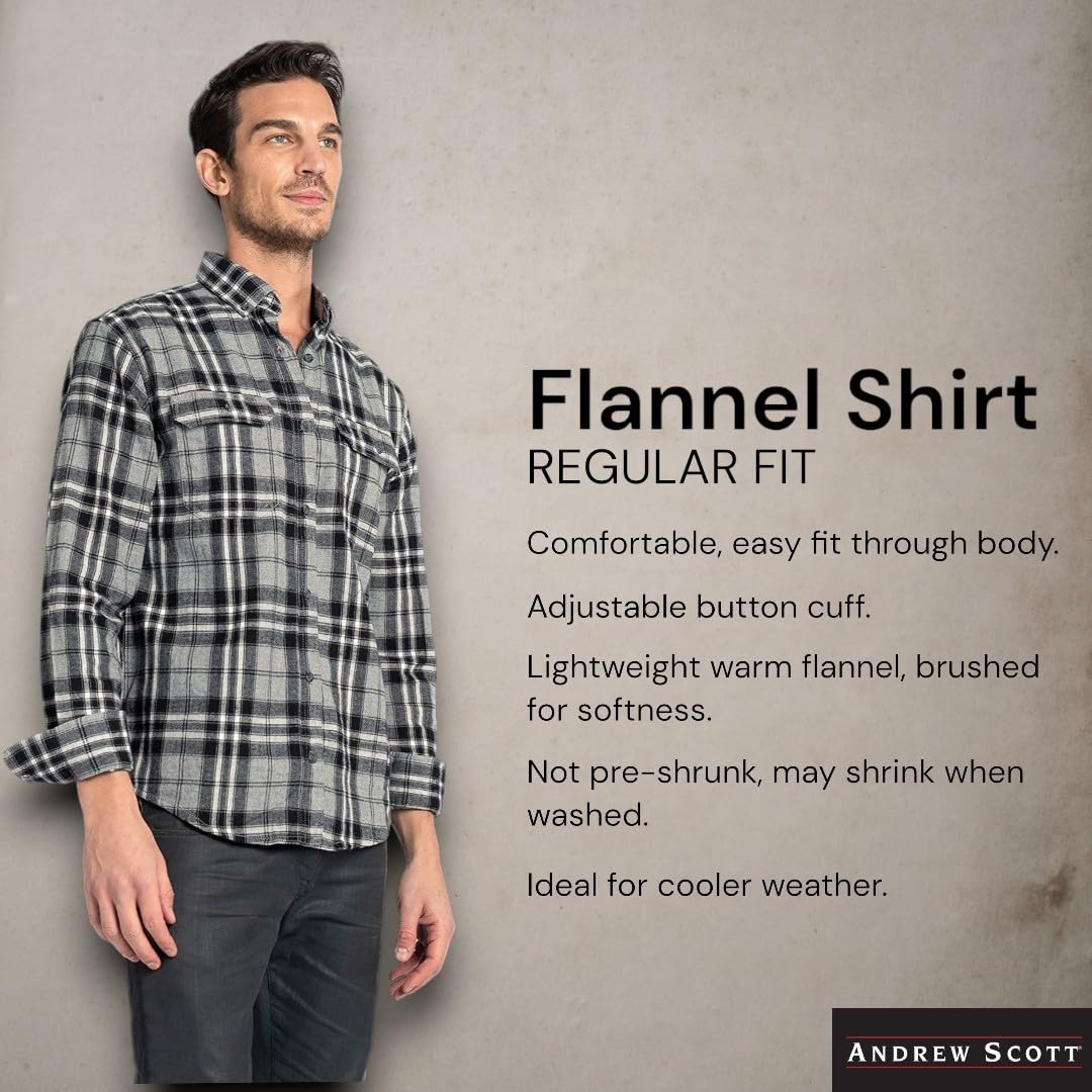 Andrew Scott Flannel Shirt Classique Homme (Lot de 3)