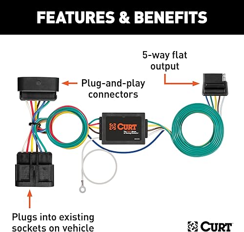 Miniatura 2 de CURT 56510 Arnés de cableado de remolque de 5 hilos personalizado del lado del vehículo