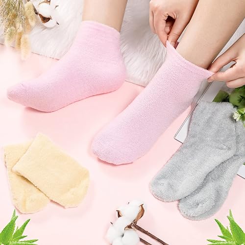 Miniatura 7 de Janmercy 3 pares de calcetines de aloe hidratante con infusión de gel para dormir, pies secos y peludos, calcetines de loción antideslizantes para
