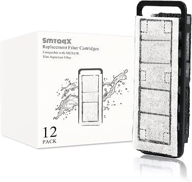 12 Pack Aquarium Filter Cartridges Compatible with NICREW Slim Filter, Fish Tank Filter Cartridges Replacement