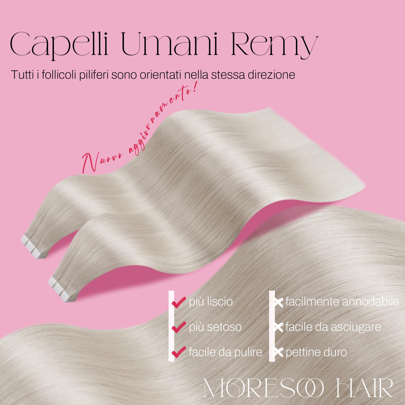 Moresoo Extension Adesive 30 e 35 cm #60A Biondo Chiarissimo Bundle
