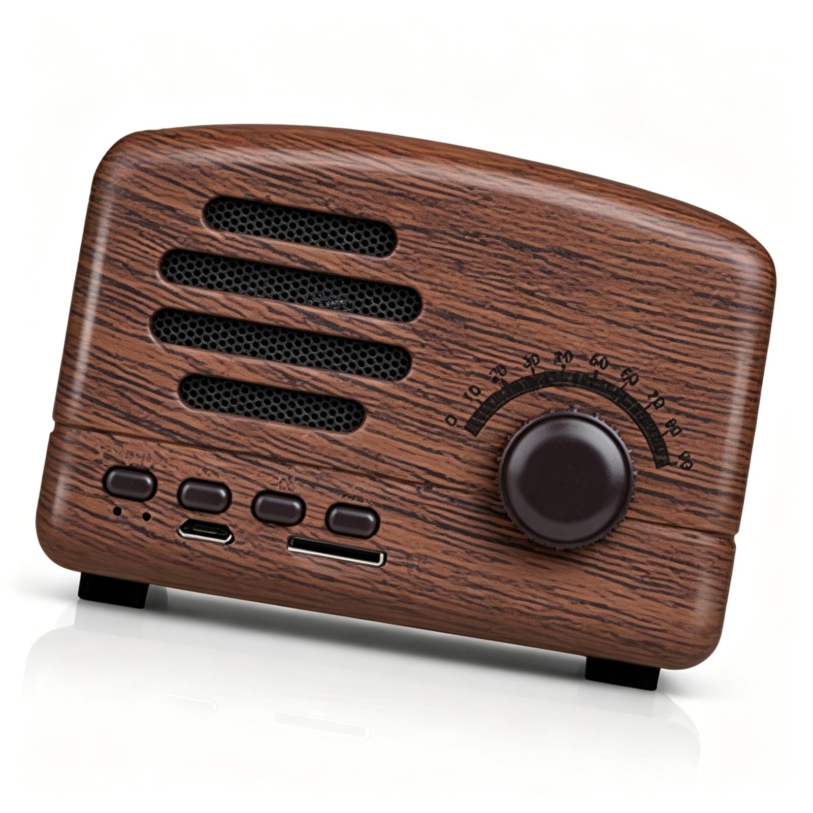 Bluetooth Speaker, Zopsc Retro Vintage Wireless Speaker with Powerful Bass Portable Compact Design for Home Office Travel Walnut Wooden