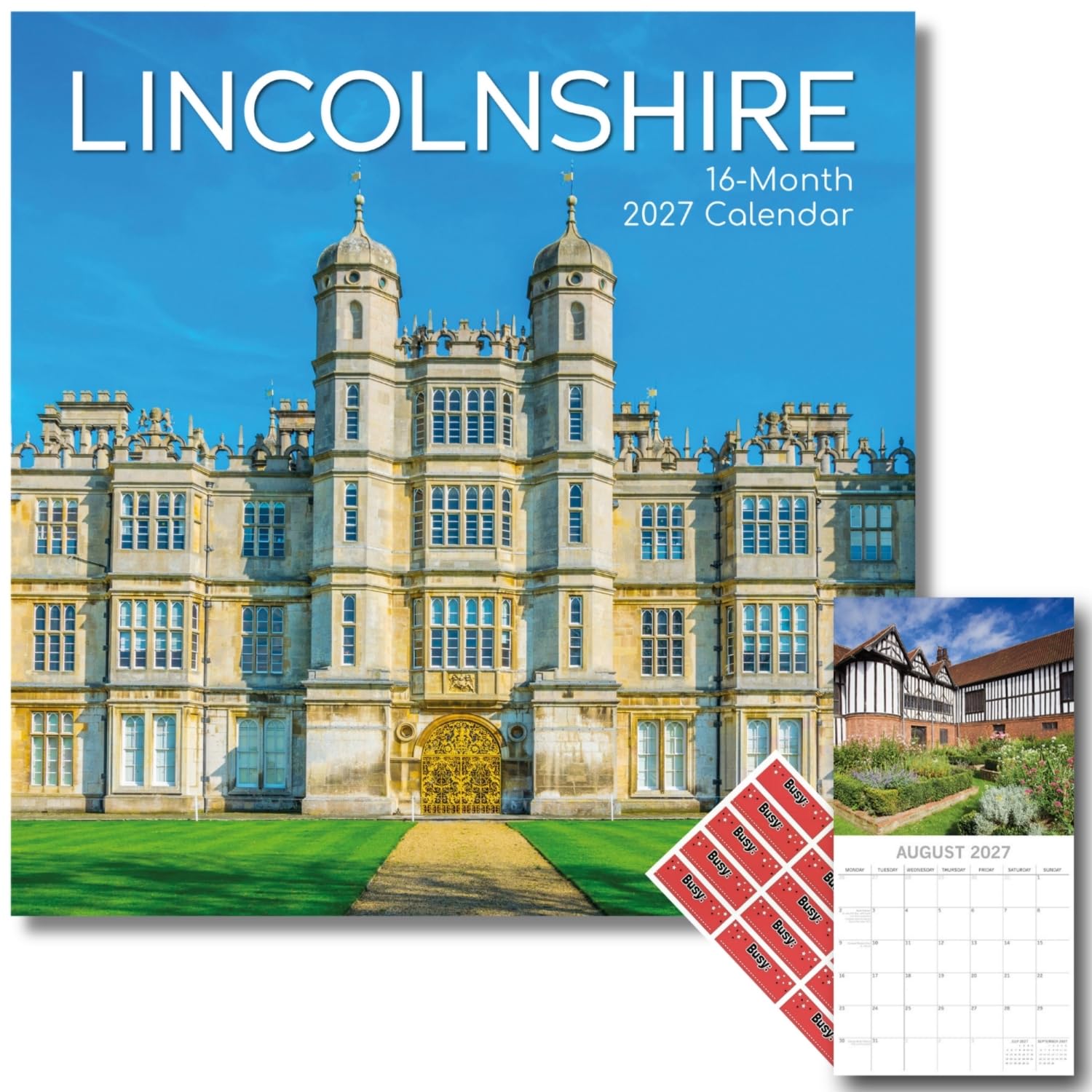 TGSC | Lincolnshire 2027 Calendar with Planner Stickers, 16-Month Square Wall Calendar (Sept 2026 to Dec 2027), Rural Countryside Photography, Home and Office Organiser, 30 x 30 cm