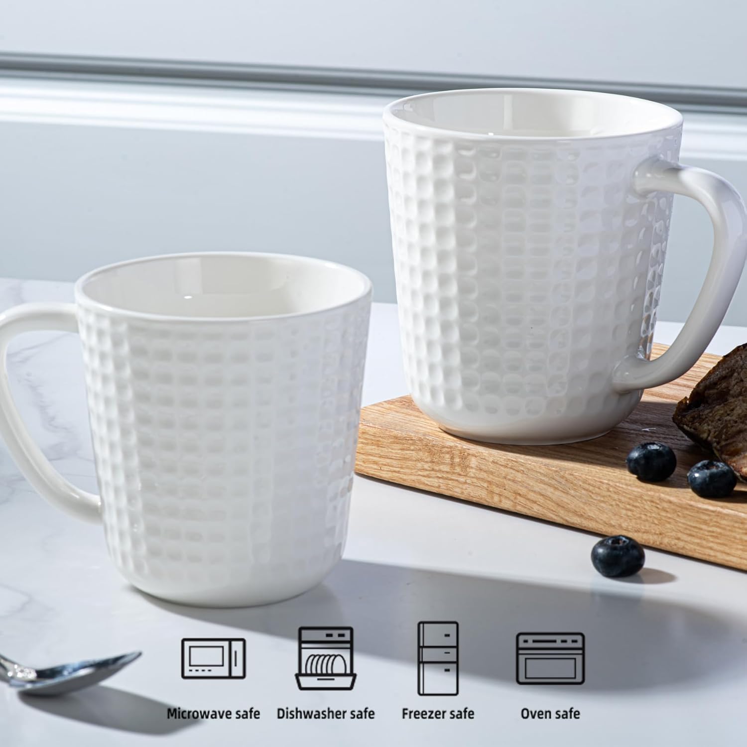 Large Coffee Mug, 20 oz Ceramic Coffee Cup with Handle, Porcelain Big Tea Cup for Office and Home, for Latte Cocoa Dishwasher and Microwave Safe, 1PC, White - Image 6