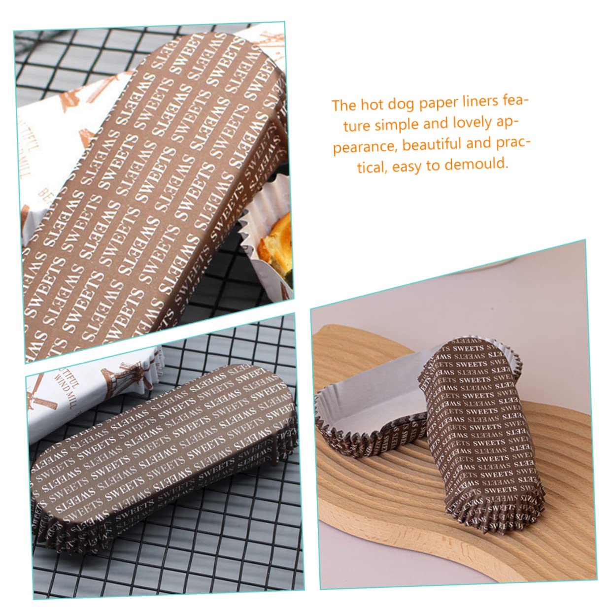 Alipis 100pcs Paper Hot Dog Trays Greaseproof Baking Cups Disposable Cupcake Liners Pastry Paper Plates