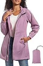 SaphiRose Women's Long Packable Raincoat Waterproof Rain Jacket Lightweight Outdoor Windbreaker with Hood
