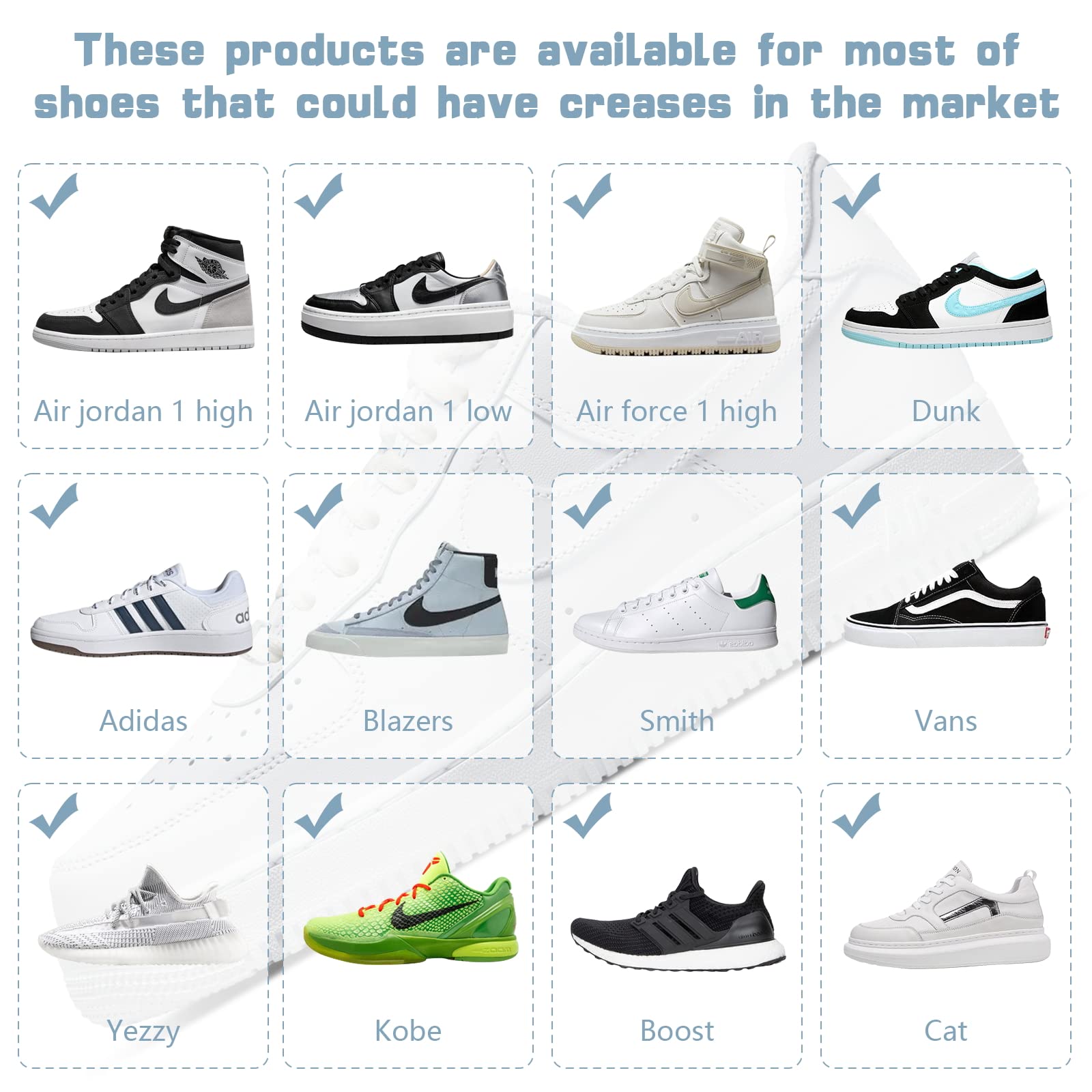 8 Pares Escudo de Zapatos -Protectores para Zapatillas de Deporte, Arrugas de Zapatos Antiarrugas, Prevenga Hendidura del Pliegue del Calzado Deportivo