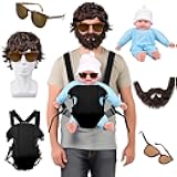 Hangover Costume Alen&Calos Accessories Set, Doll Baby Carrier Brown Wig Fake Beard Moustache Sunglasses Halloween Film Character Role-Playing Cosplay Costume