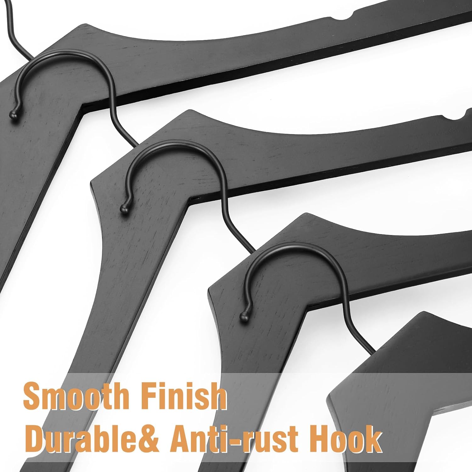 TOPIA HANGER Black Rubber Wooden Hangers 12 Pack with Rubber Wood Pants Hangers 10 Pack