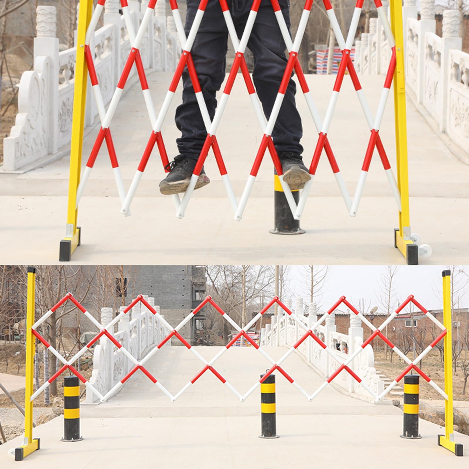 Barrera móvil expandible para exteriores, valla de seguridad industrial plegable, puerta retráctil con ruedas para control de acceso escolar, solución portátil de control de multitudes
