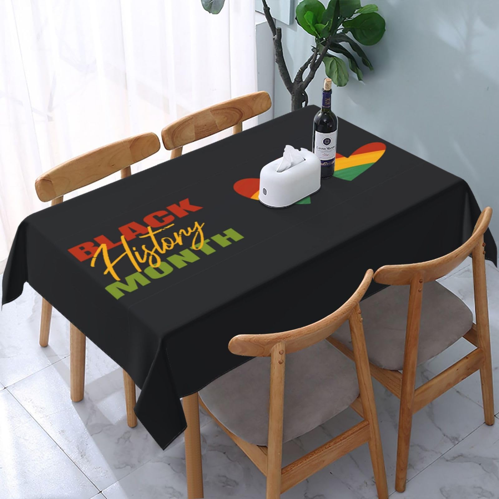 JunHeArt Black History Month Tablecloth Rectangle Table Cover Washable Table Cloths Decor For Kitchen 54" X 72"