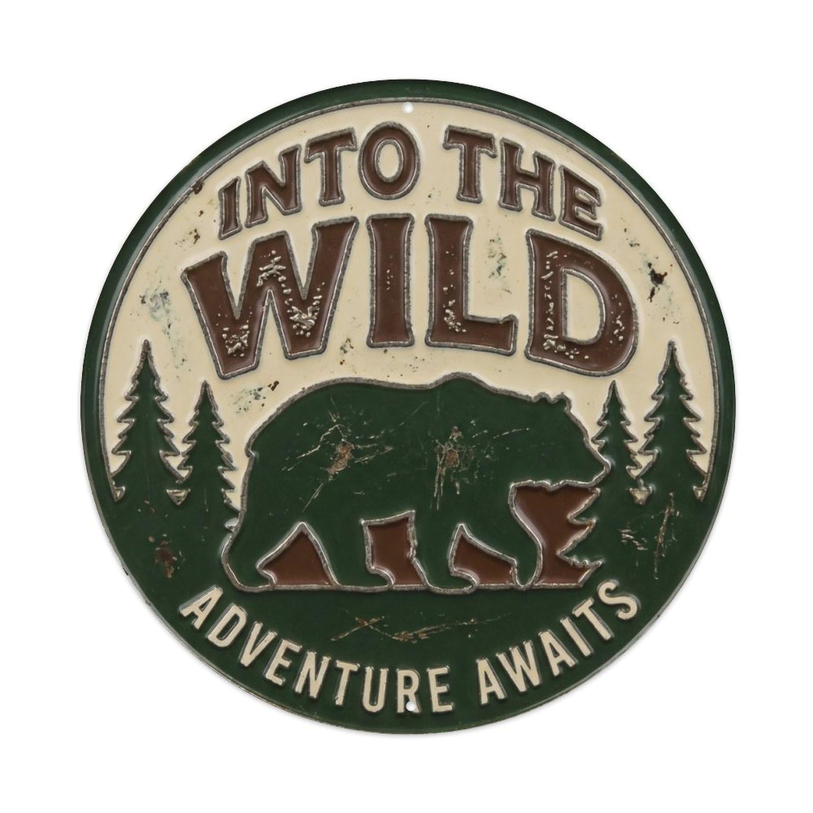 Into Wild Vintage Workshop Accessory Retro Slogans Metal Tin Sign Plaque Wall Decor for Cafe, Club Bar, Office, Home Garden Round Metal Poster 8x8Inch
