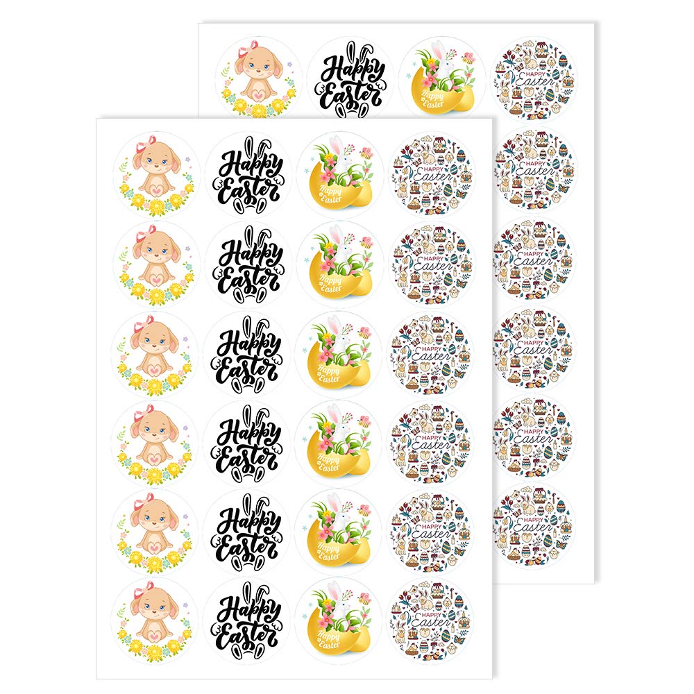 Packwith Pack Of 48 Easter Stickers Self Adhesive 45Mm Easter Bunny Sticker Ideal For Cards, Gift Boxes Packwith® #S3001