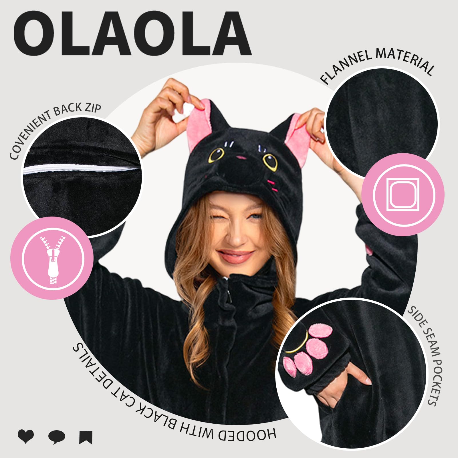 OLAOLA Combinaison Pyjama Femme Homme Animaux Costume Unisexe Adulte Onesie Halloween Cosplay Deguisement Kigurumi Pajamas Fête Vêtements de Nuit