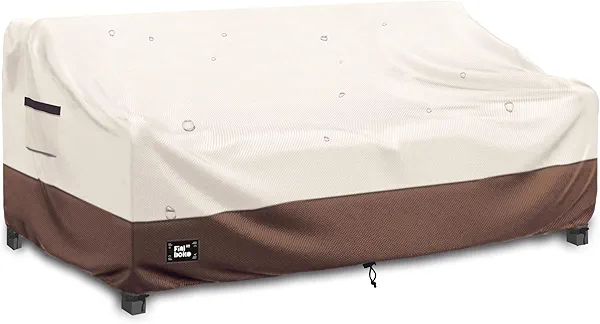 Finiboko 3-Seater Outdoor Couch Cover,76Wx32Dx31H Inches Patio Furniture Covers, Heavy Duty Covers for Outdoor Furniture Covers Waterproof, Beige&Brown