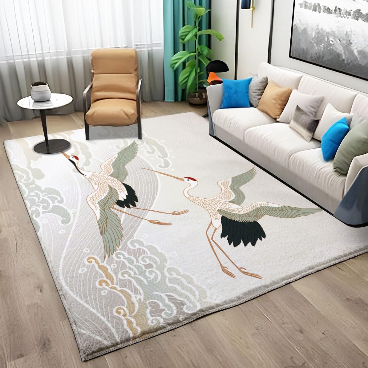 Area Rugs - Tappeto morbido per camera da letto, lavabile in lavatrice, motivo nuvola cinese, antiscivolo, per soggiorno, 140 x 200 cm, per ufficio e decorazione della casa