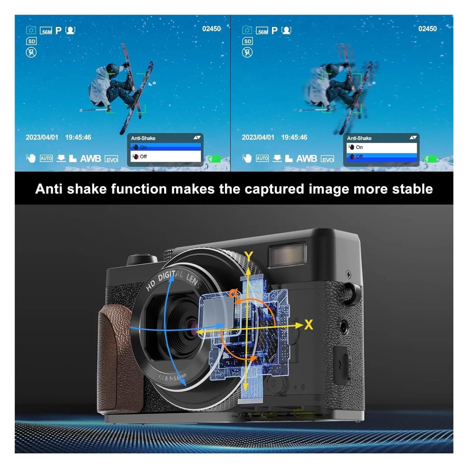 Cámara Digital Cámaras De 56MP For Fotografía Vlogging 4K Pantalla Abatible 180 ° Apuntar Y Disparar Enfoque Preciso(Black)
