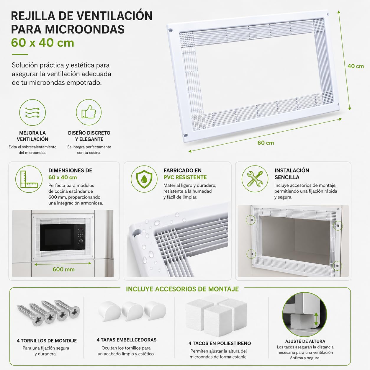 Marco para microondas | 60x40 - BLANCO | PVC