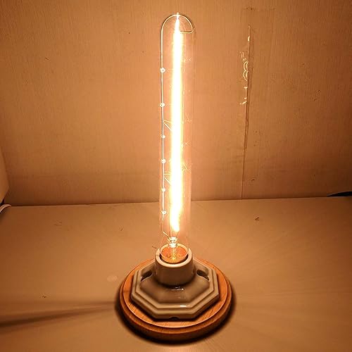 Lámpara de escritorio vintage desnuda, Steampunk, retro, de madera, base de porcelana, mesita de noche, lámpara industrial para loft, dormitorio,