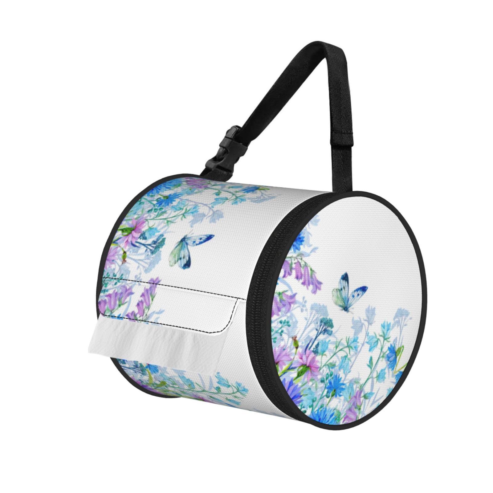 Dragonfly And Flowers Print Fashion Tissues Organizer Box, Hanging Tissue Holder For Purse Coins For Car Office Daily Outing