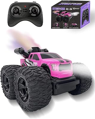 Monster Truck for Girls, Girls Remote Control Car Toys, Pink RC Trucks with Spray Function, 4WD 360Â° Flips Rotating Car Toys for Girls, Ideal Birthday for 3+ Year Old Girls