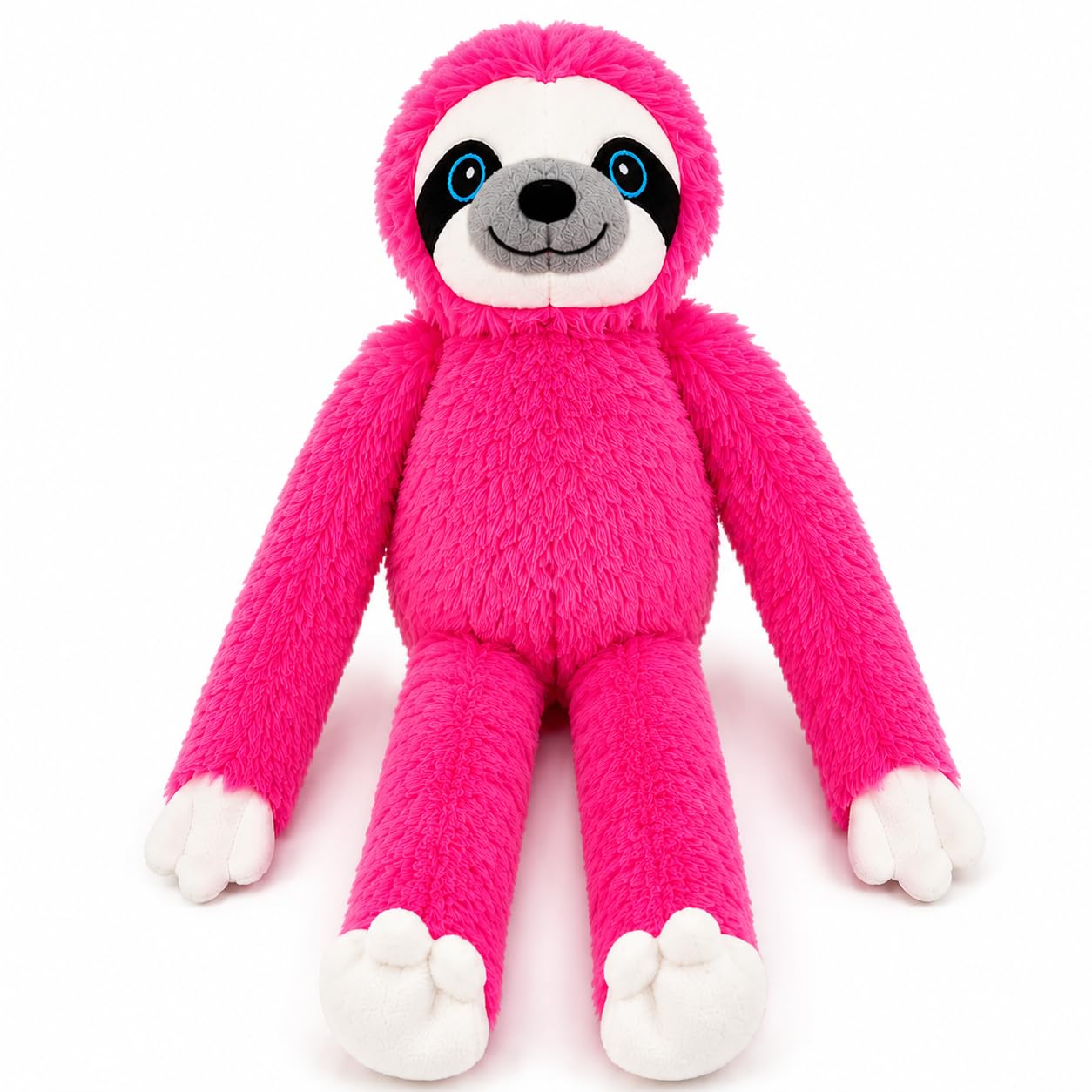 D.I.L Plush Sloth Soft Stuffed Toy, 25cm, Polyester, Cute Long Arm Hanging Doll for Kids, Yellow, Pink, Blue (PINK)