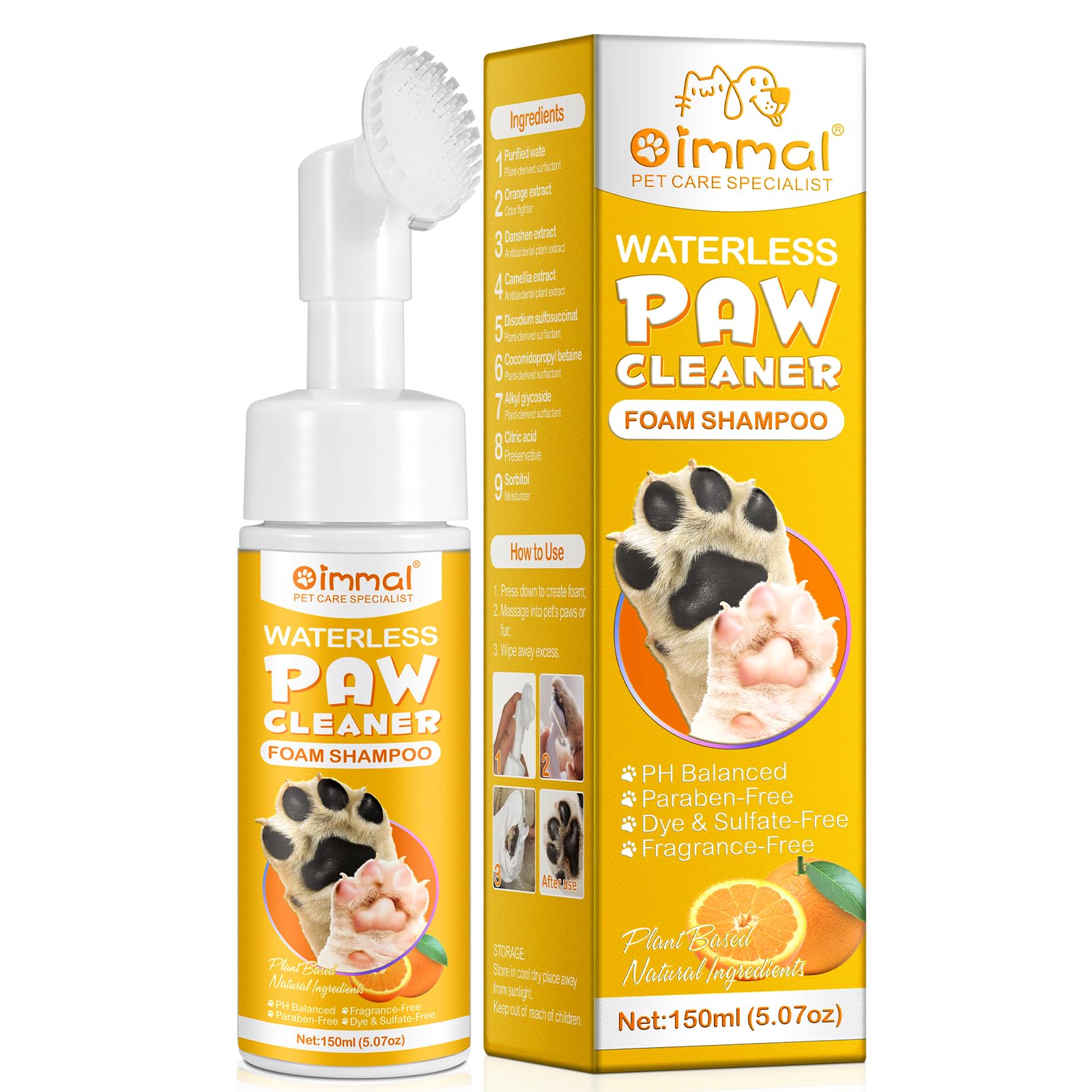 JSBNQRMZ Paw Cleaner For Dogs And Cats,150 Ml Clean Paws No-Rinse Foaming Cleanser,Dog Paw Brush Paw Scrubber,Travel Friendly Paw Cleaner For Dogs Defeat Muddy Paws On The Go