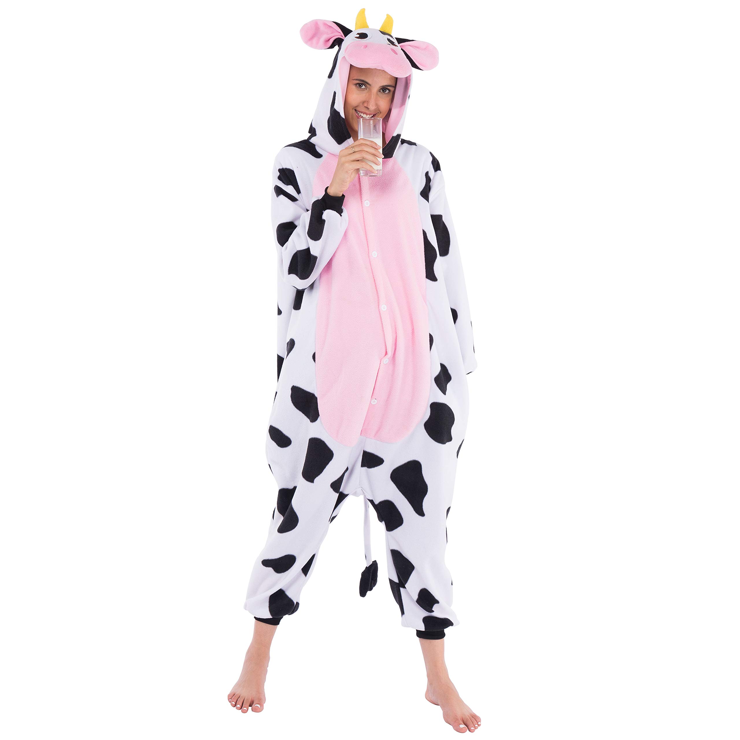 Spooktacular Creations Unisex Adult Pajama Plush Onesie One Piece Cow Animal Costume