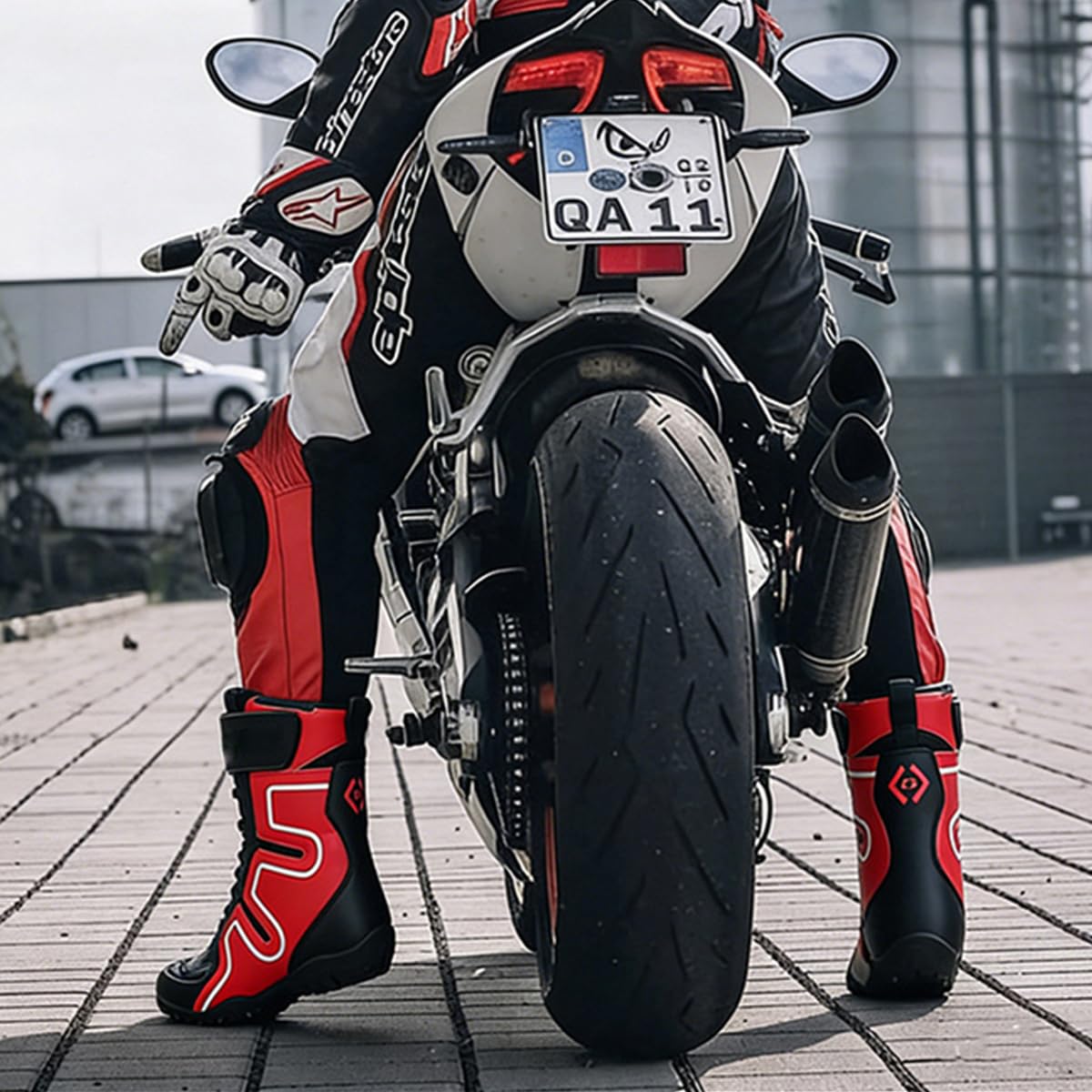 SDEQA Scarpe Moto Uomo Stivali Moto Protezioni Rinforzate