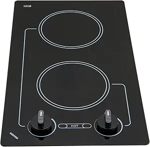 Kenyon B41602 6-1/2-Inch Caribbean 2-Burner Cooktop with Analog Control UL, 240-volt, Black