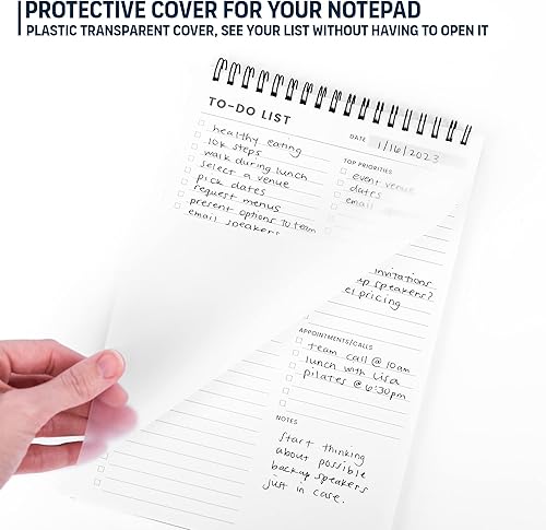 Miniatura 7 de Paquete de 3 blocs de notas de lista de tareas con múltiples secciones funcionales, 6.5 x 9.8 pulgadas, 60 hojas, agenda diaria con espiral,