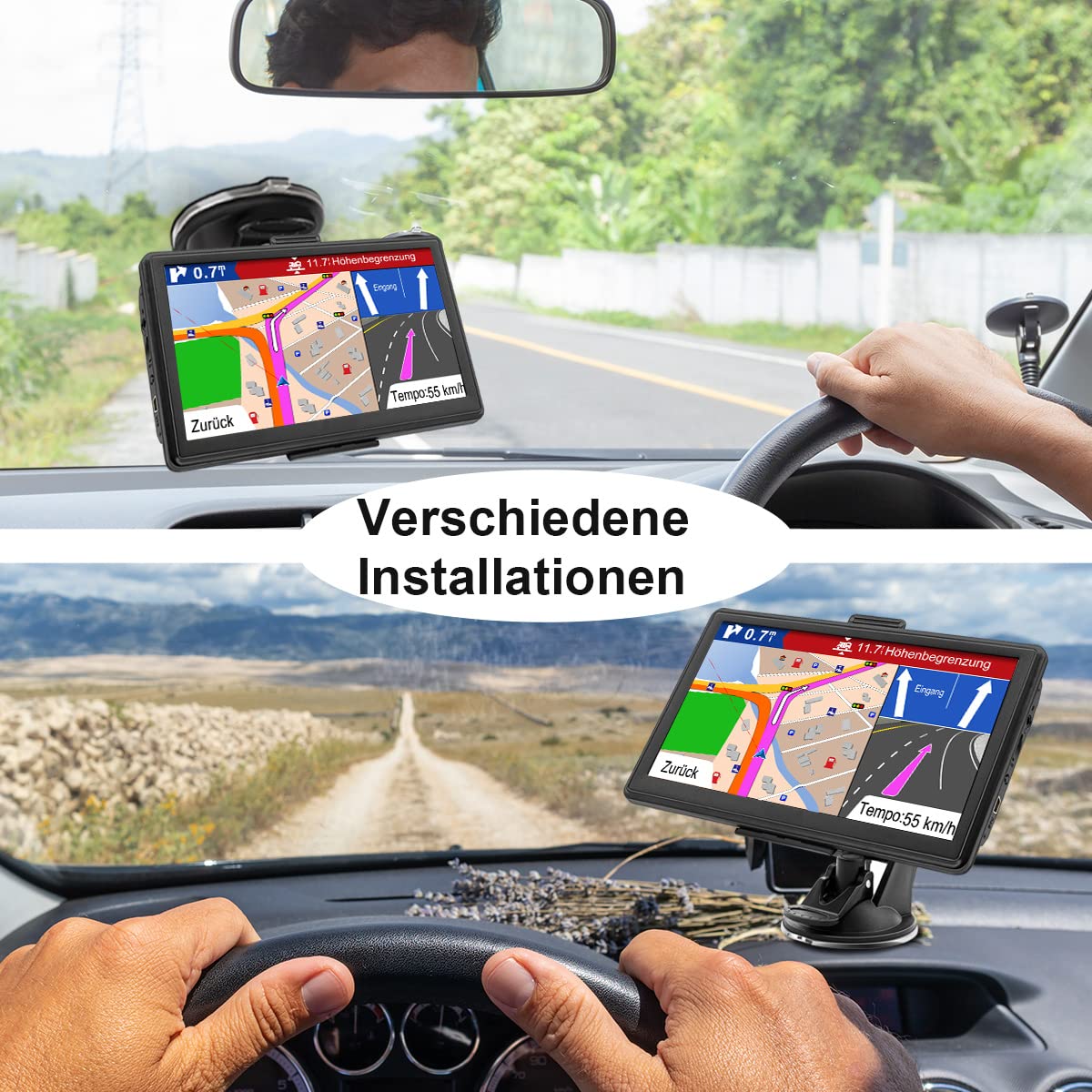 Jimwey GPS Navigationsgerät für Auto 2024 LKW Navi 7 Zoll Navigation für Auto PKW KFZ mit Europa UK 52 Karten, Lebenslang Kostenloses Kartenupdate, POI, Blitzerwarnung, Sprachführung Fahrspurassistent