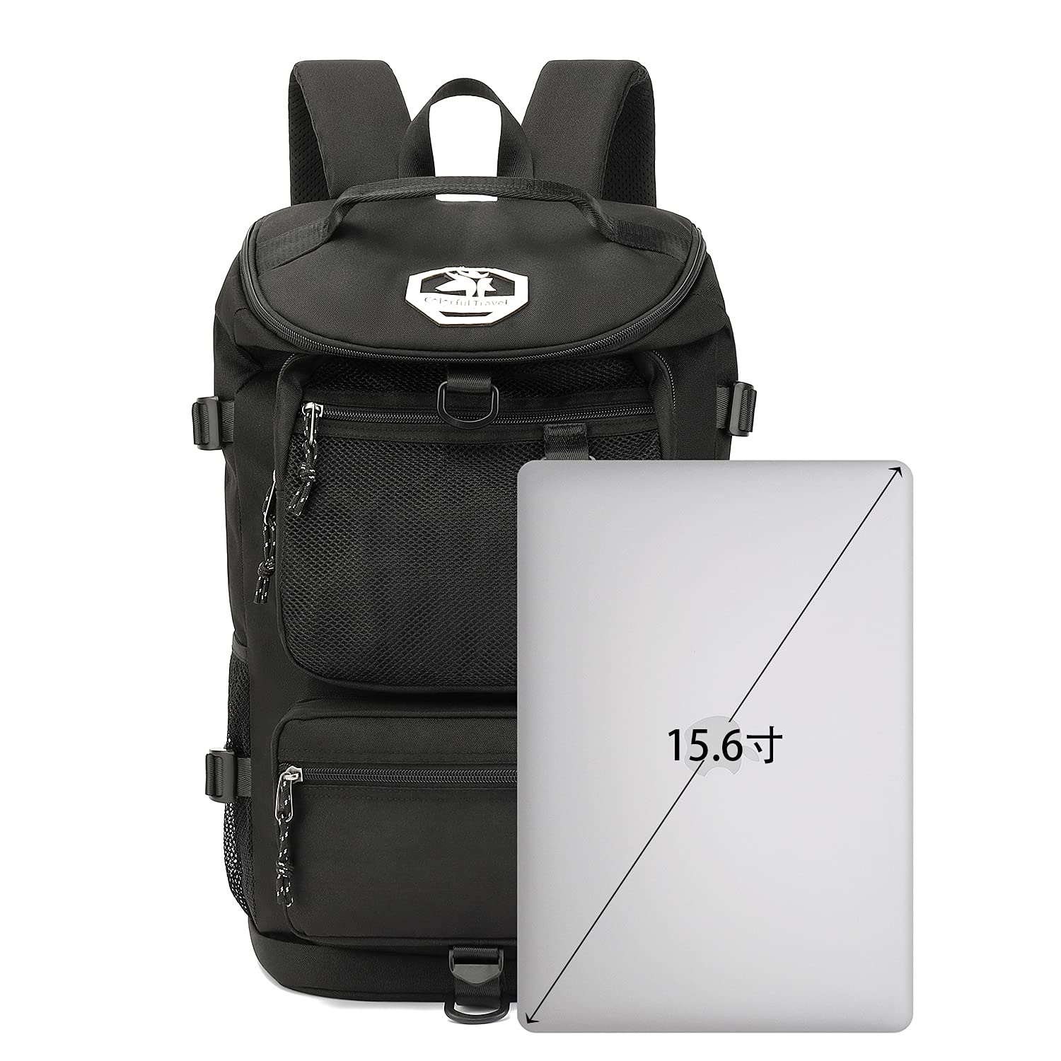 Kalesi Borsone da palestra a 4 vie, impermeabile, con scomparto per scarpe, per viaggi, sport, escursionismo, computer portatile, nero, X-Large, Zaini da viaggio
