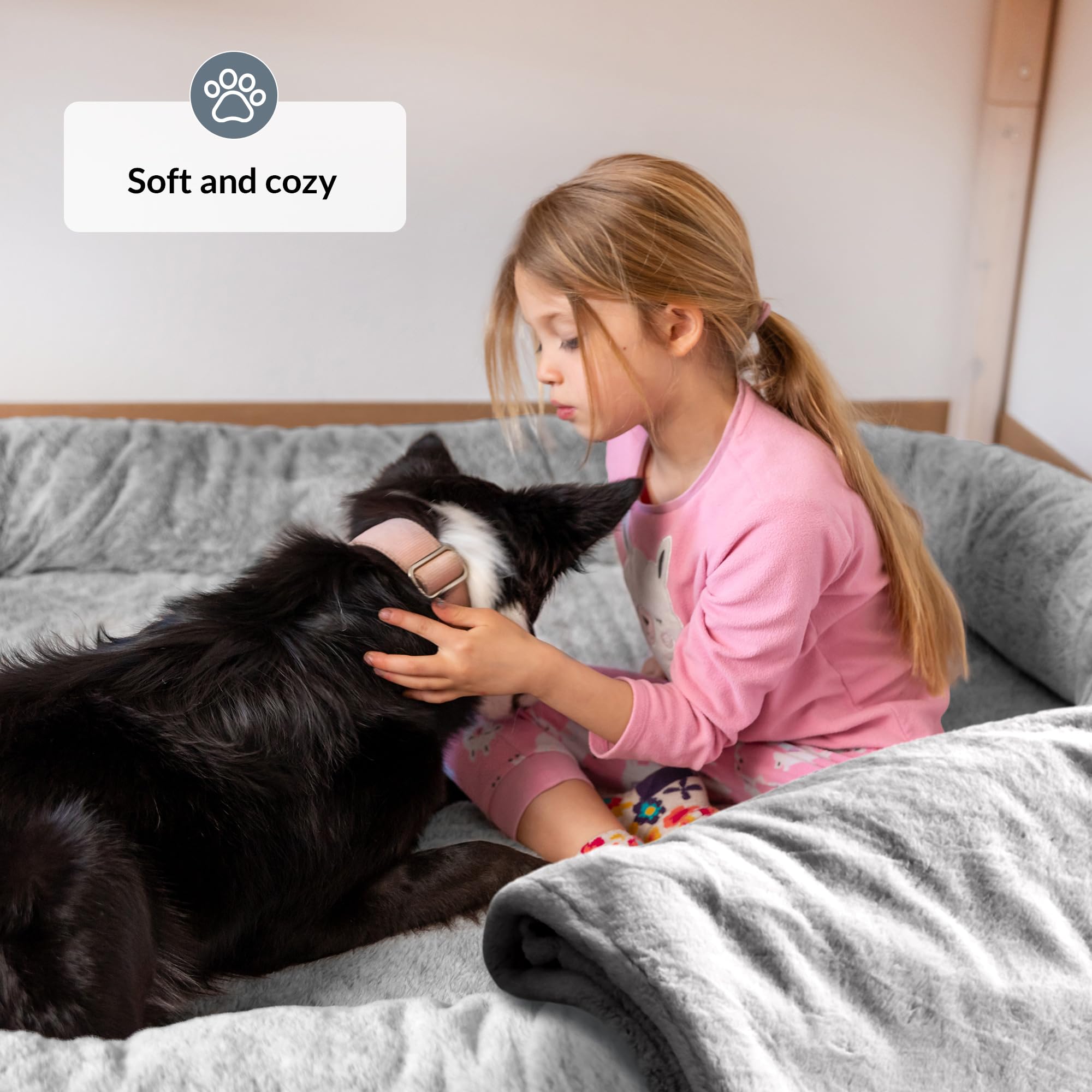 ODOXIA Hundebett für Menschen & Hunde | Riesiges Human Dog Bed für Menschen | Bequemes Hundebett in Menschengröße für Erwachsene | Decke Inklusive & Abnehmbarer Bezug