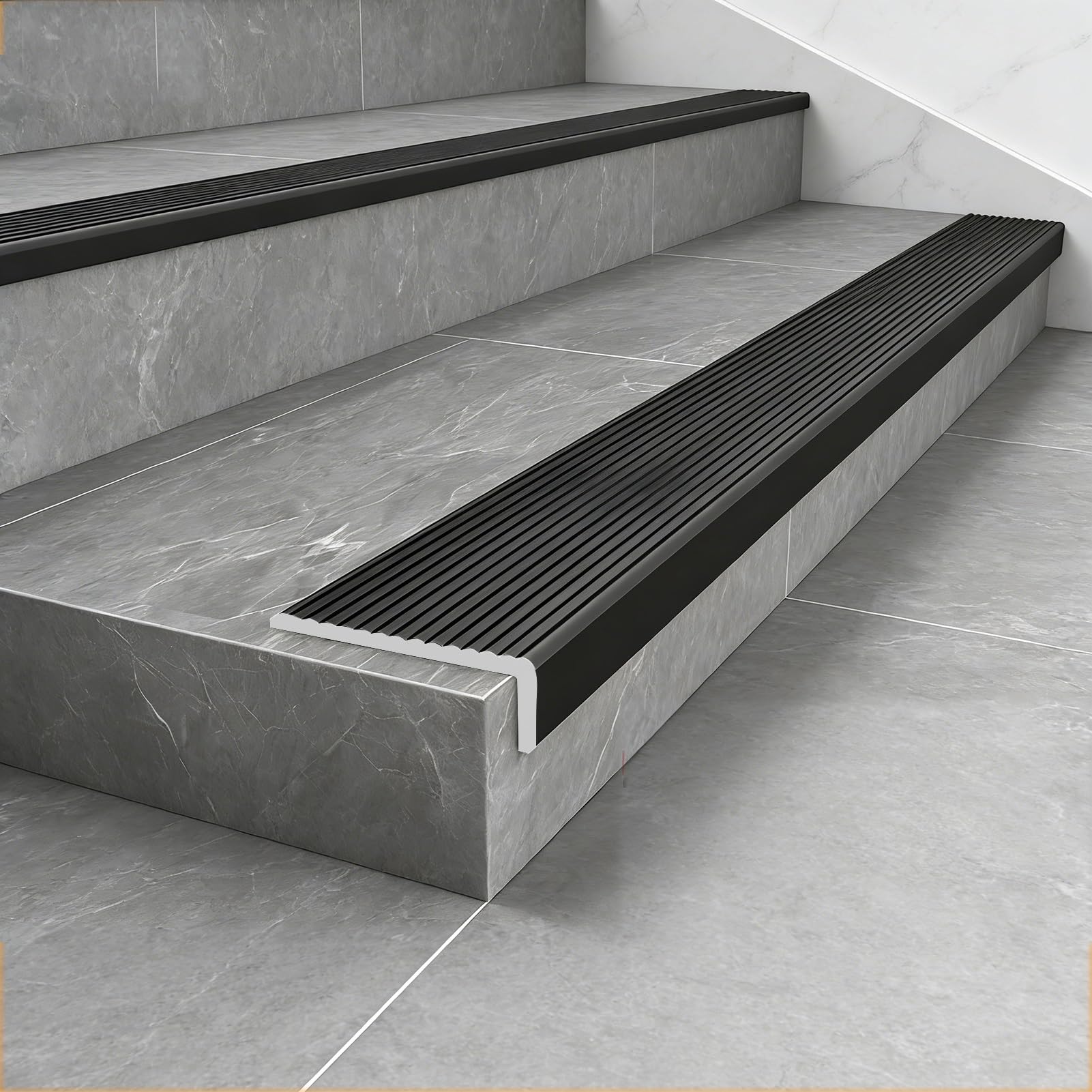 prfilo di raccordo per pavimenti Protezione Bordi Gradini Autoadesiva, Profilo Antiscivolo Gradini Lega Di Alluminio, Profilo A L Rifinibile Bordi Per Gradini Interni Ed Esterni(Silver,L1.6m/5.2ft)