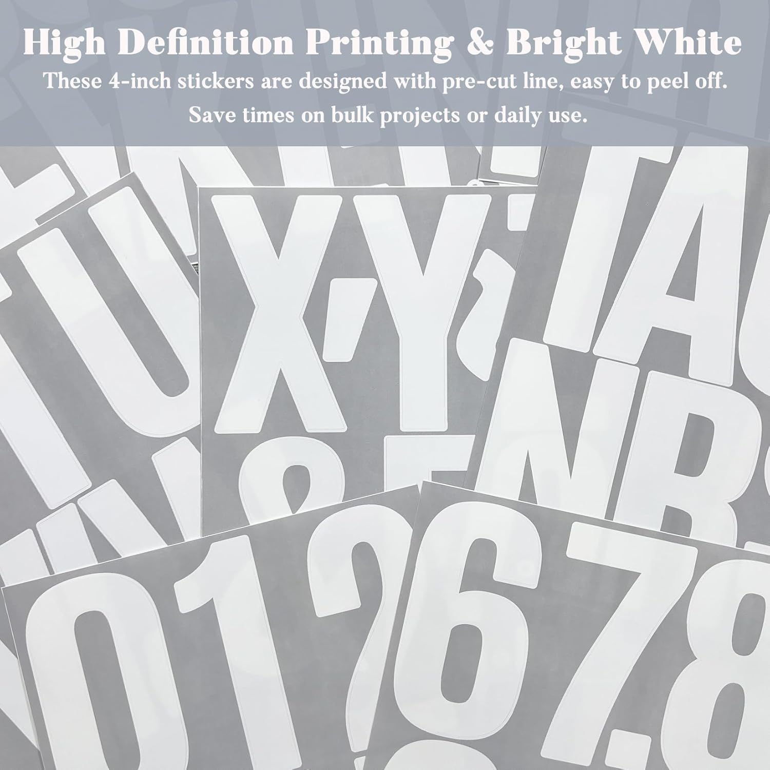 118 Large Alphabet Number Symbol Stickers, 16 Sheets 4 Inches Self-Adhesive Vinyl Letters Sticker Decals for Mailboxes, Doors, Trucks, Home Decor, Suitable for Indoor and Outdoor - White