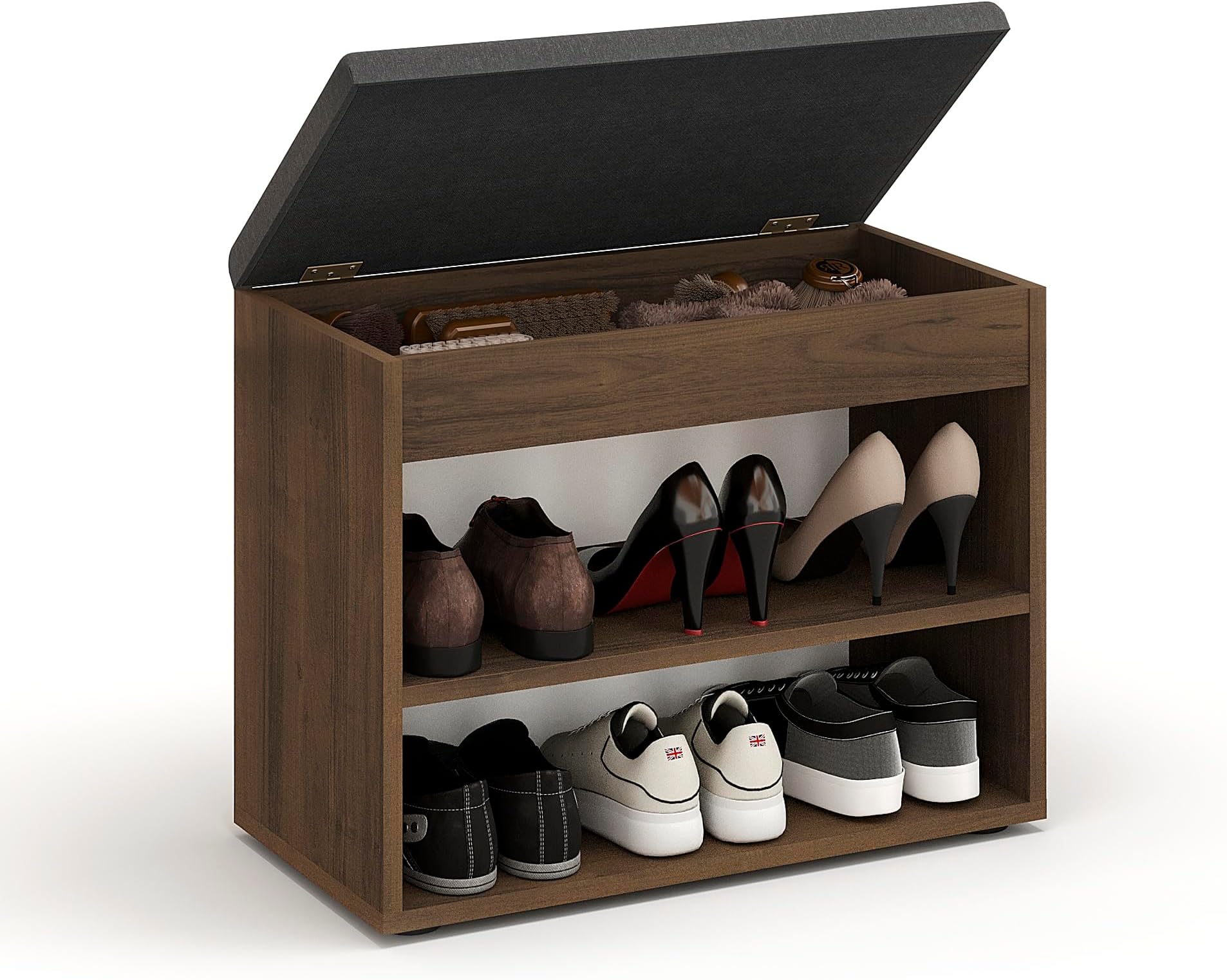 Kesper Schoenenkast Met Zitkussen, Materiaal: Hardboard, Afmetingen: B51,5 x H48 cm x L29,5 cm, Kleur: Rood, Zwart 15963