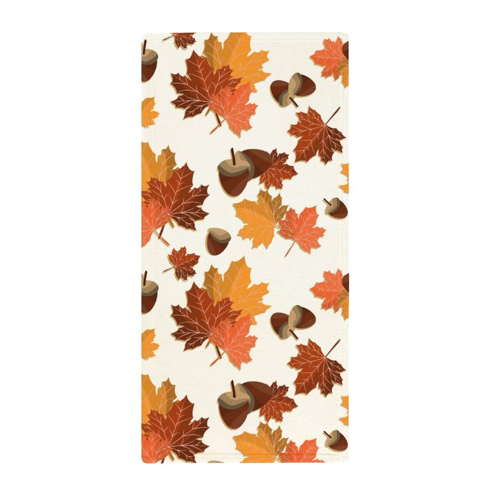 Fall Harvest Autumn Seasonal Leaf Nut Pattern Coral Fleece Towel Fast Dry Super Absorbent Washcloths for Beach Bath